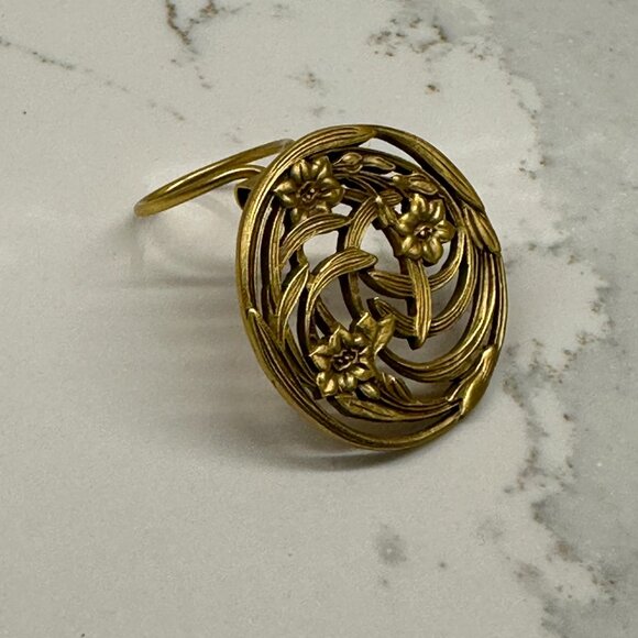 Vintage MFA Museum of Fine Arts Boston Scarf Clip Art Nouveau Flowers 1.5" Round - Picture 5 of 5